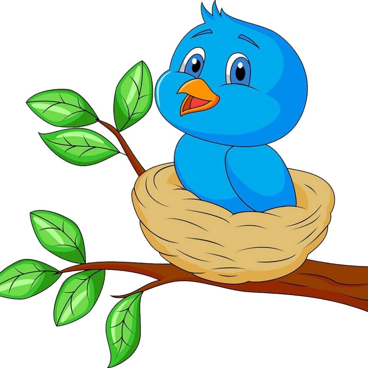 Птенец в гнезде мультяшный