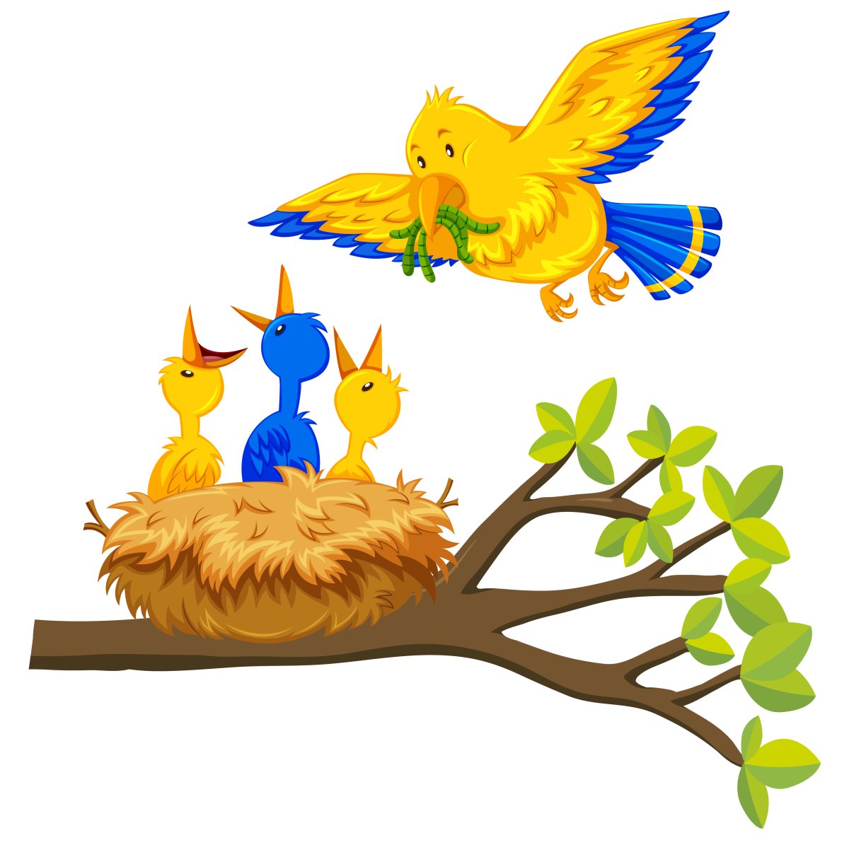 Птенцы в гнезде для детей