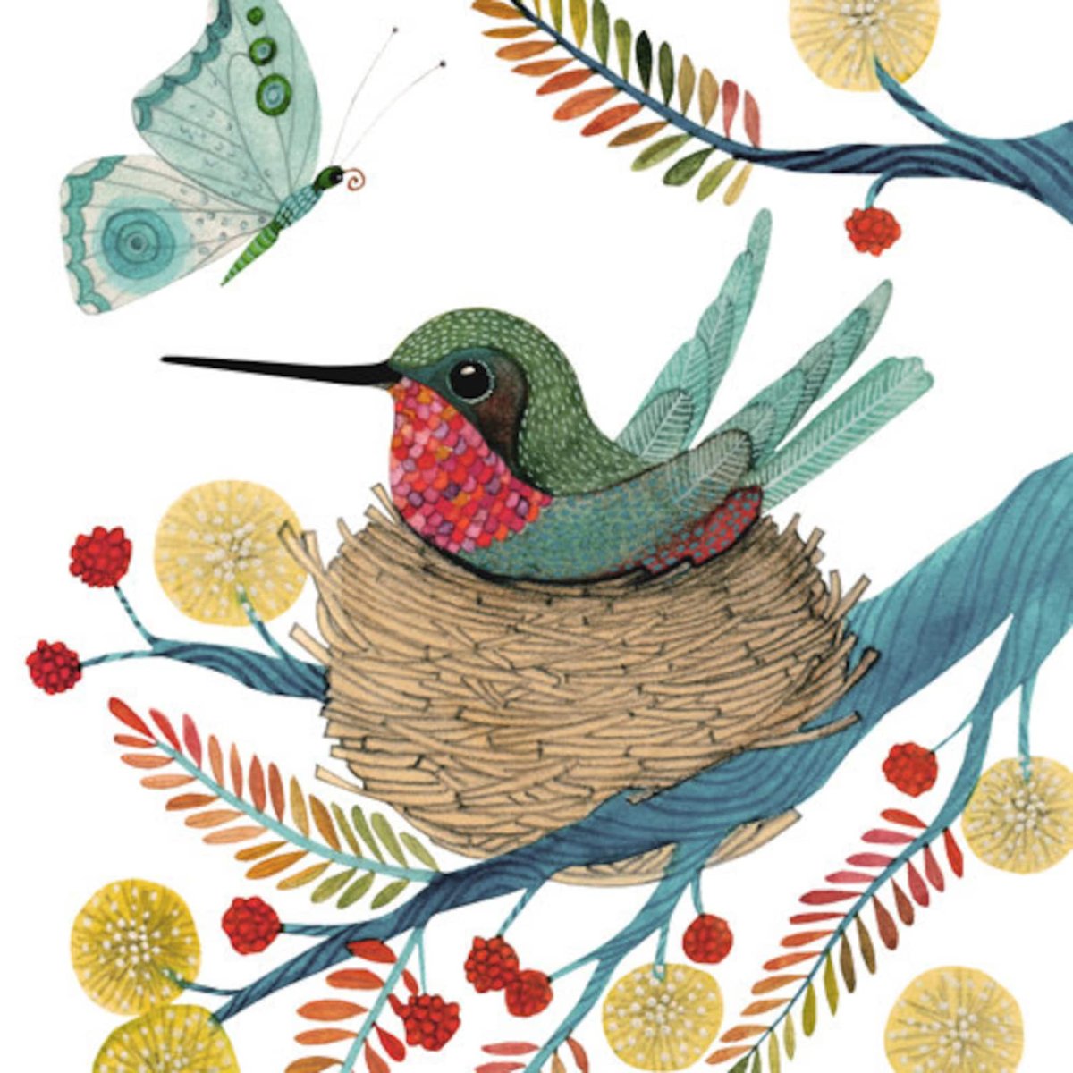 Птичка в гнезде мультяшная