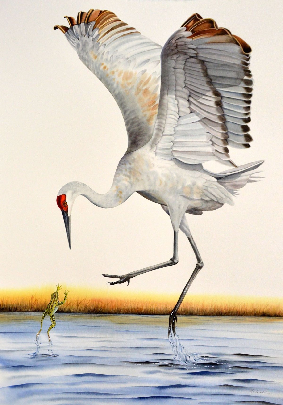 Журавль мультяшный летит