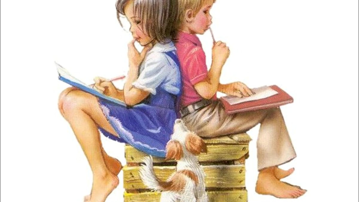 Мальчик и девочка с книжкой