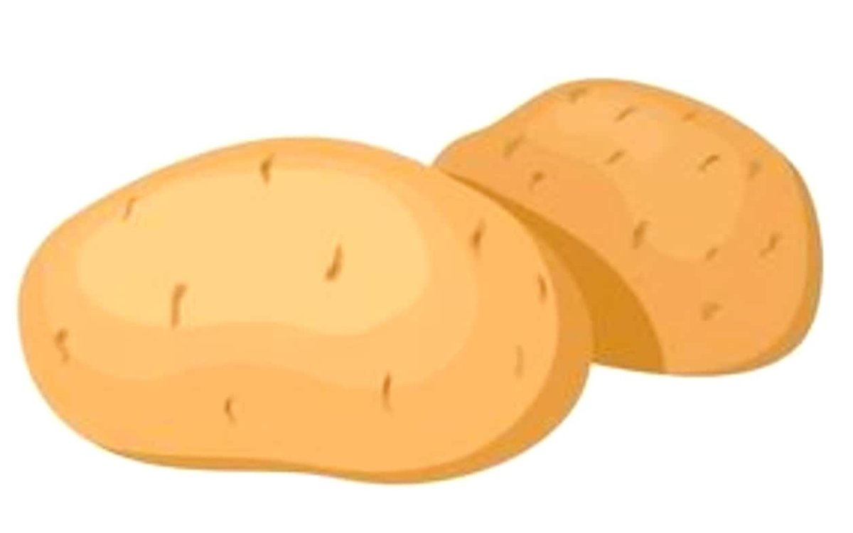 Мультяшный картошка на белом фоне