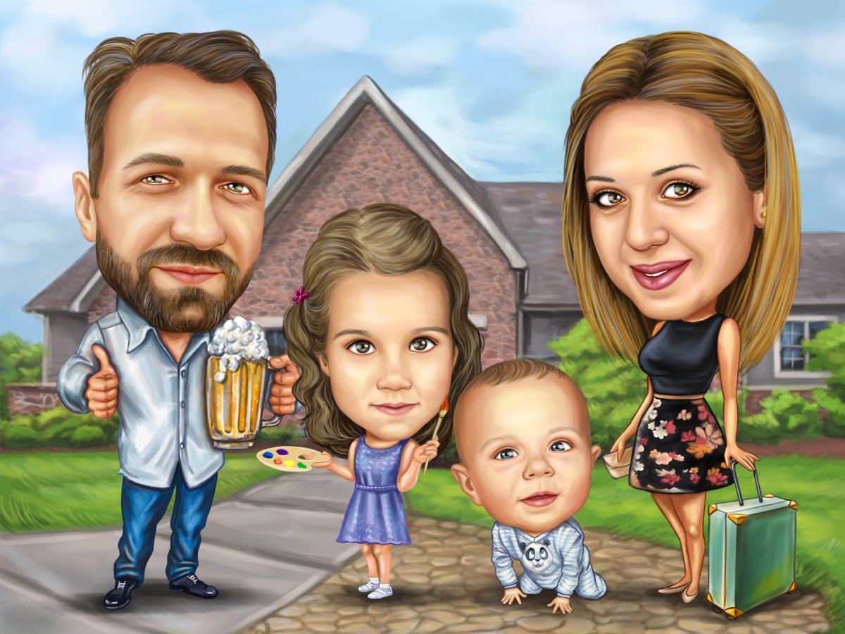 Рисунок родители и два сына