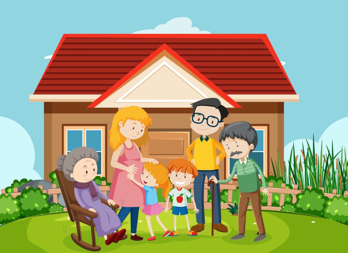 Семья на участке