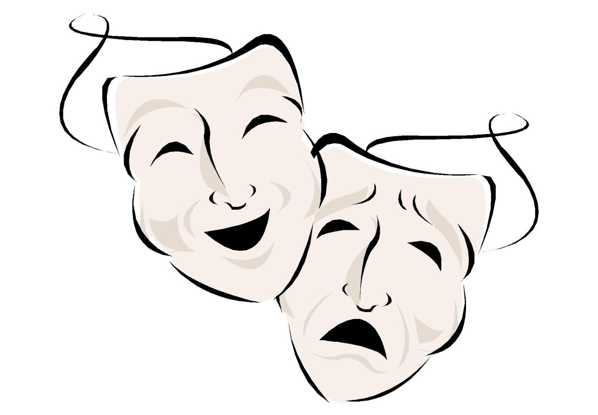 Театральные маски на белом фоне