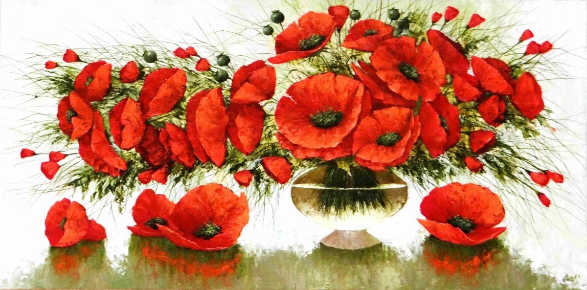 Букет маков с днем рождения