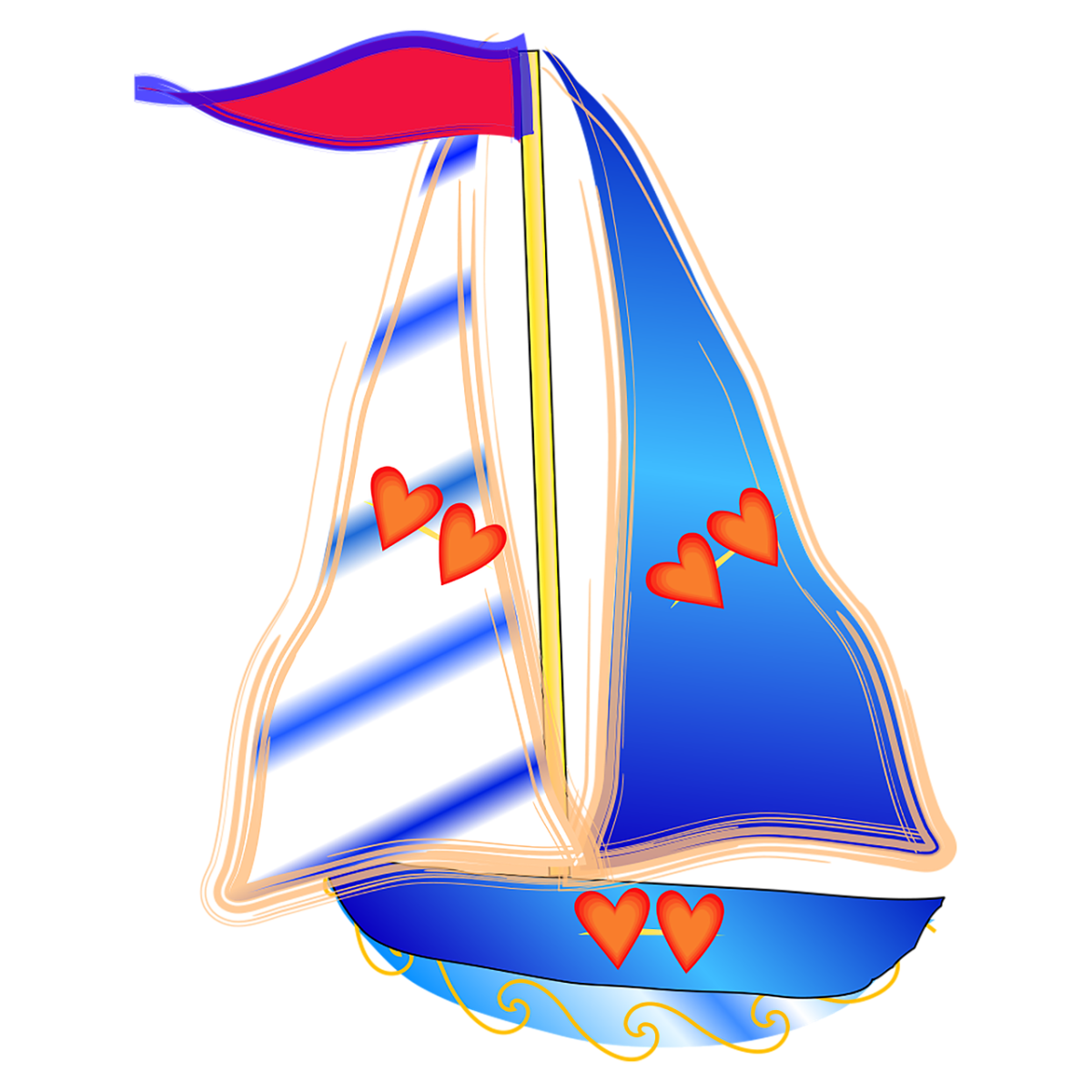 Трафарет корабля с парусами