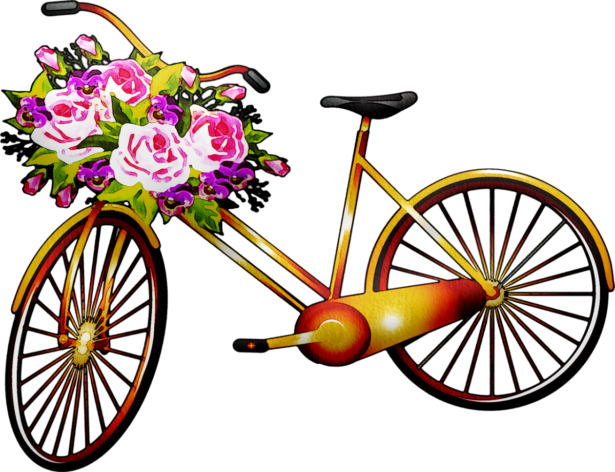 Велосипед с цветами вектор