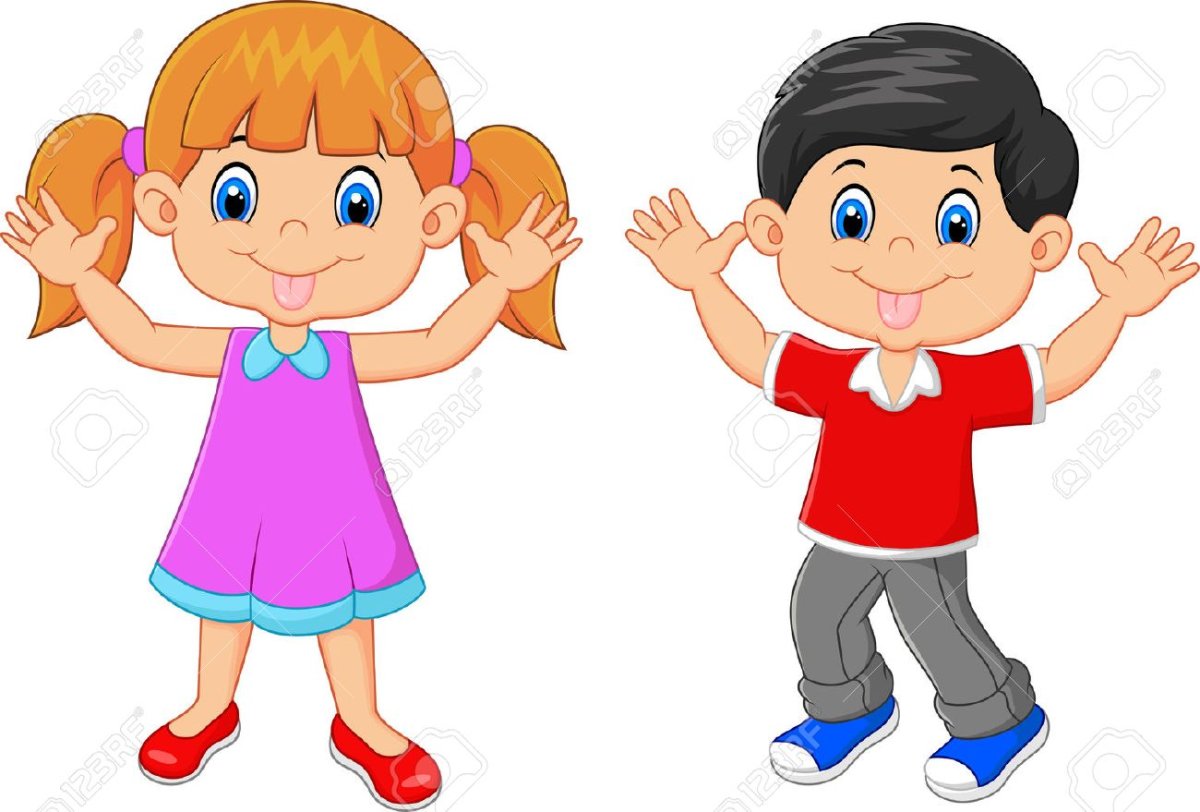 Мультяшный мальчик с поднятыми руками