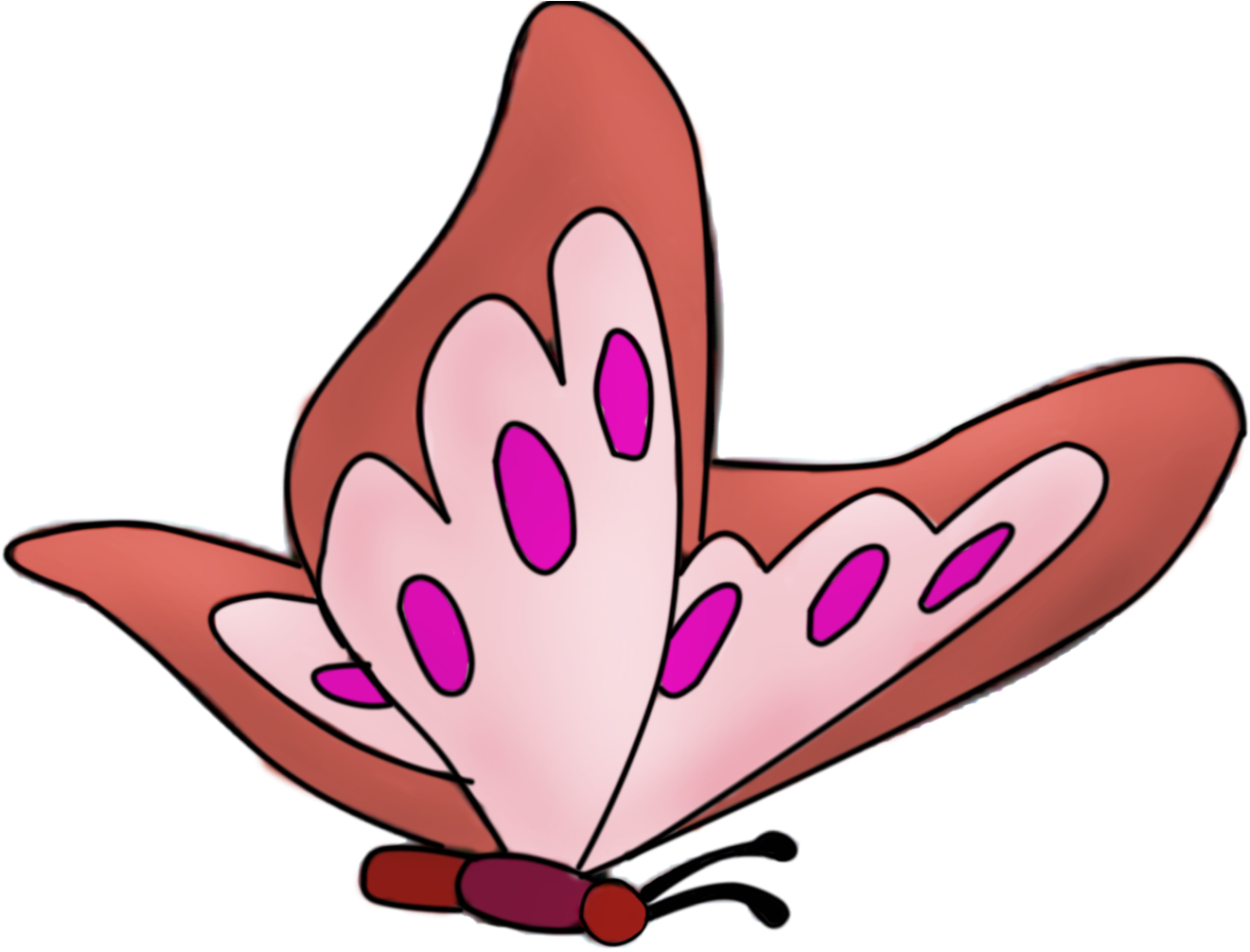 Мультяшные бабочки на прозрачном фоне