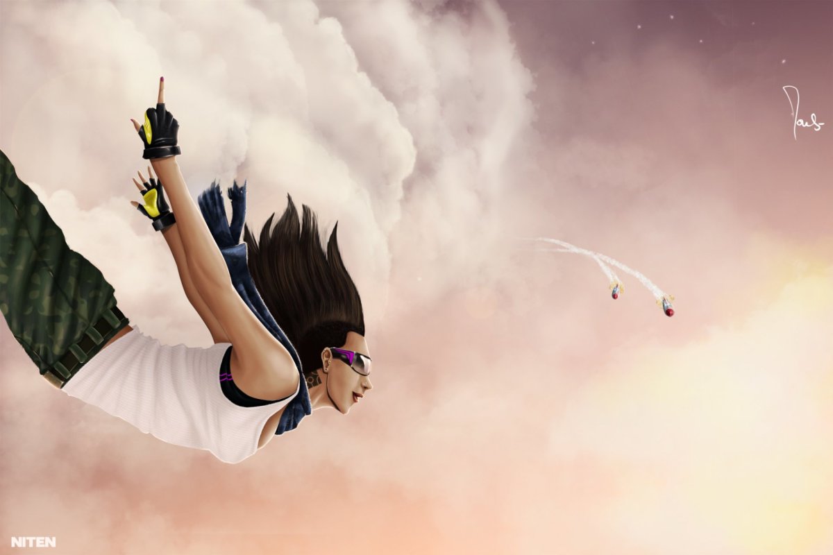 Девушка в полете арт