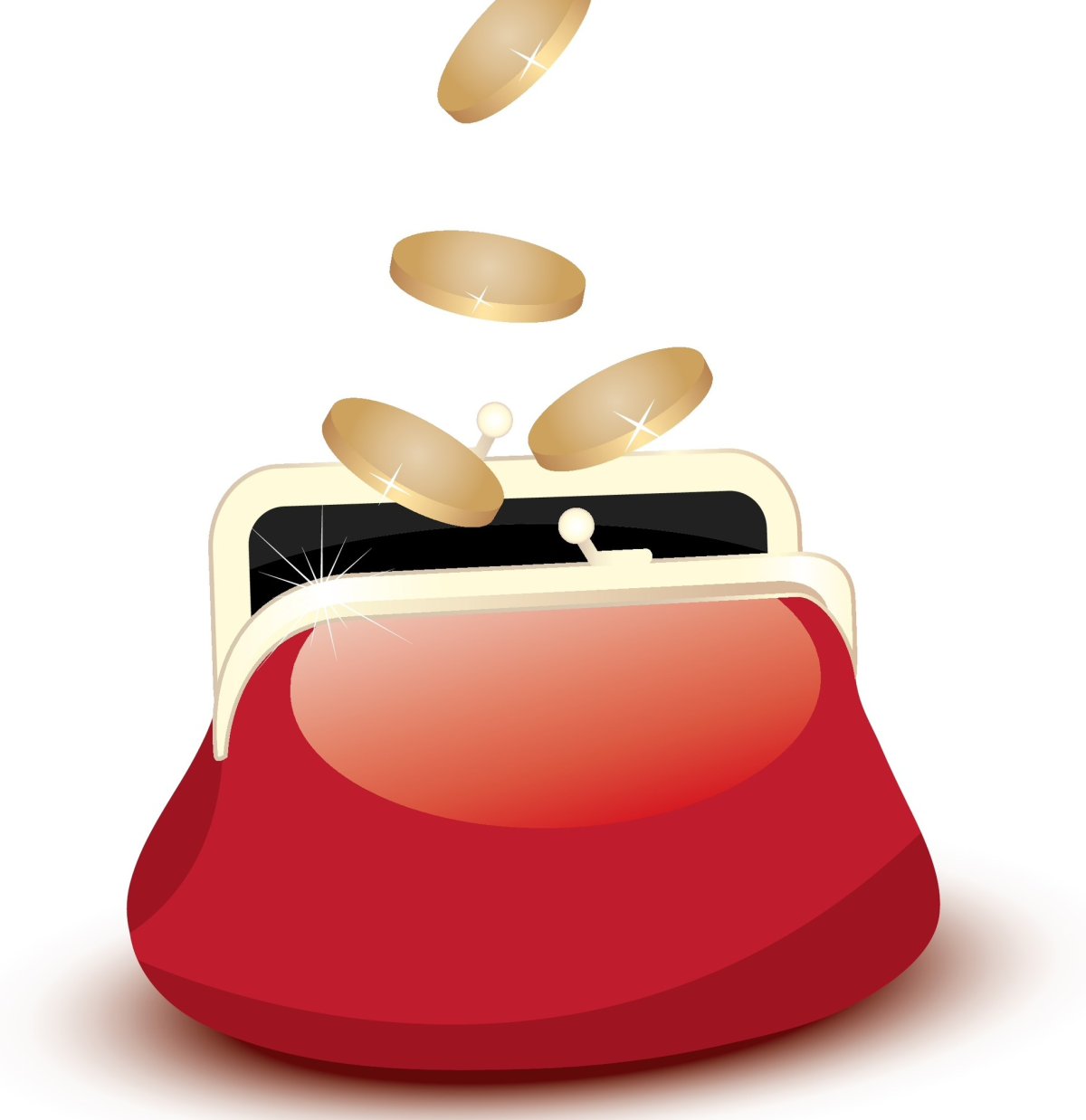 Кошелек с монетами на прозрачном фоне