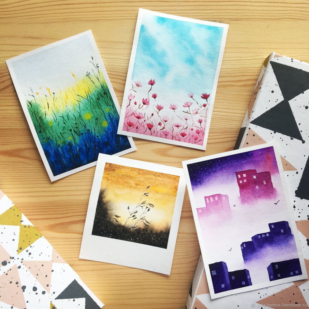 Маленькие открыточки акварелью