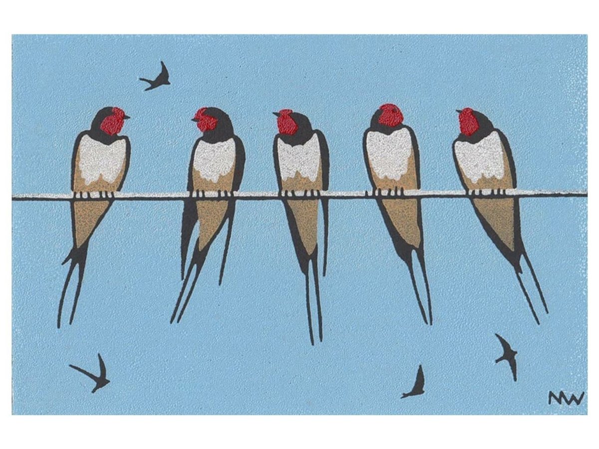 Рисование ласточки на проводах