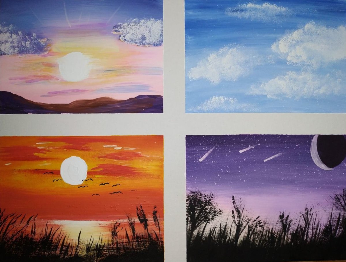 Пейзаж утро и вечер