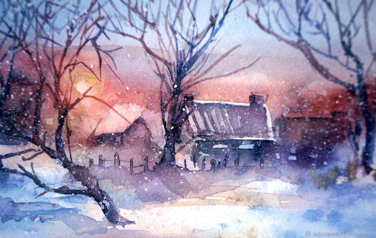 Декабрь акварель