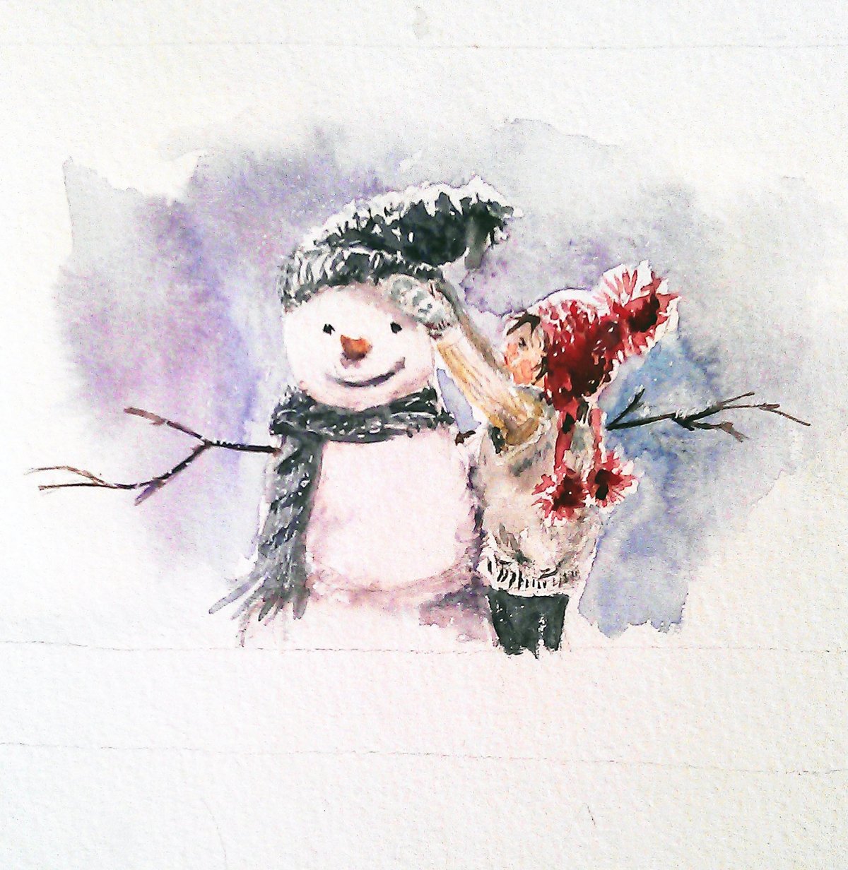 Новогодние рисунки акварелью
