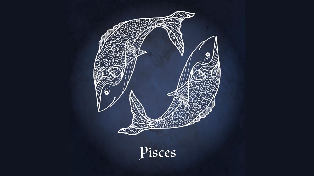 На черном фоне Зодиак рыбы
