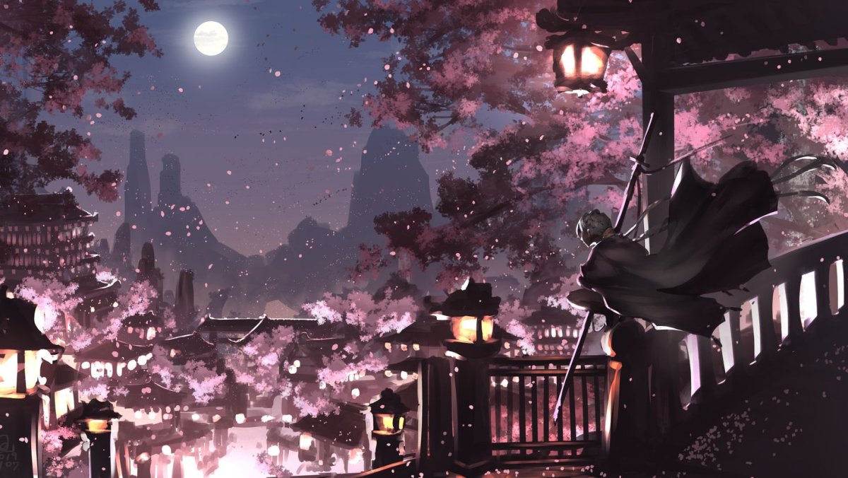 Аниме пейзаж темный