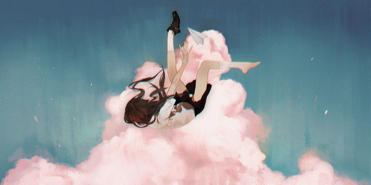 Аниме девушка падает