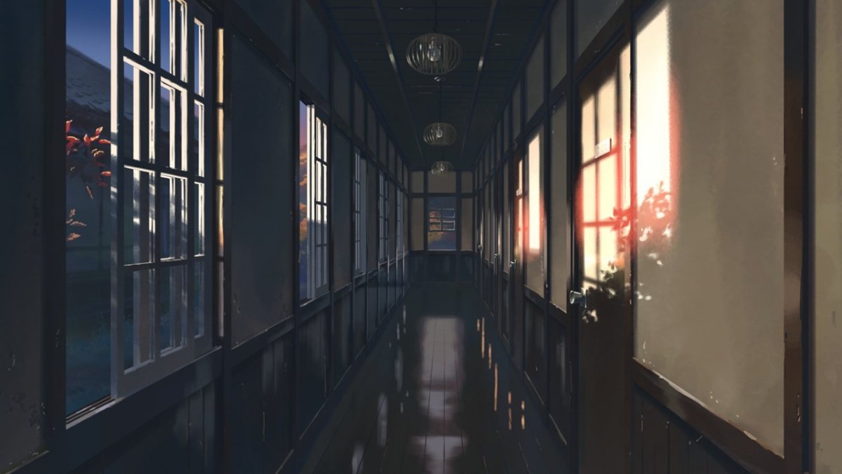 Коридор школы аниме