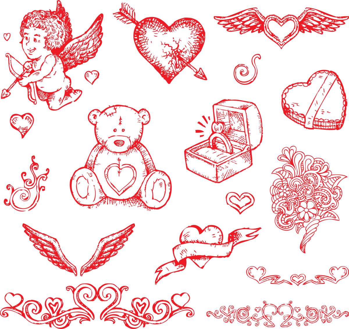 Эскизы на день Святого Валентина