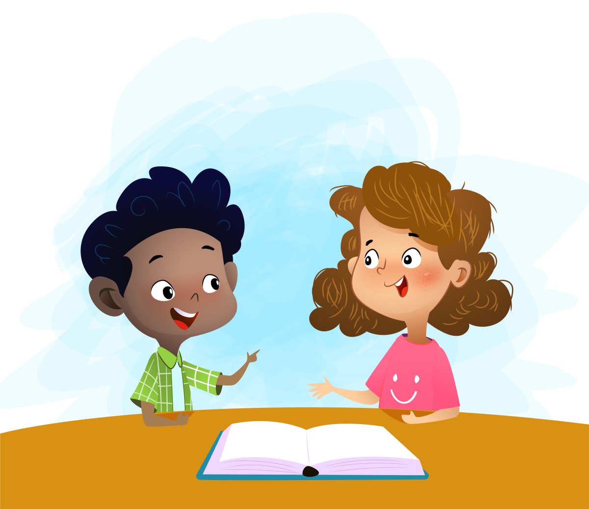 Дети обсуждают иллюстрация