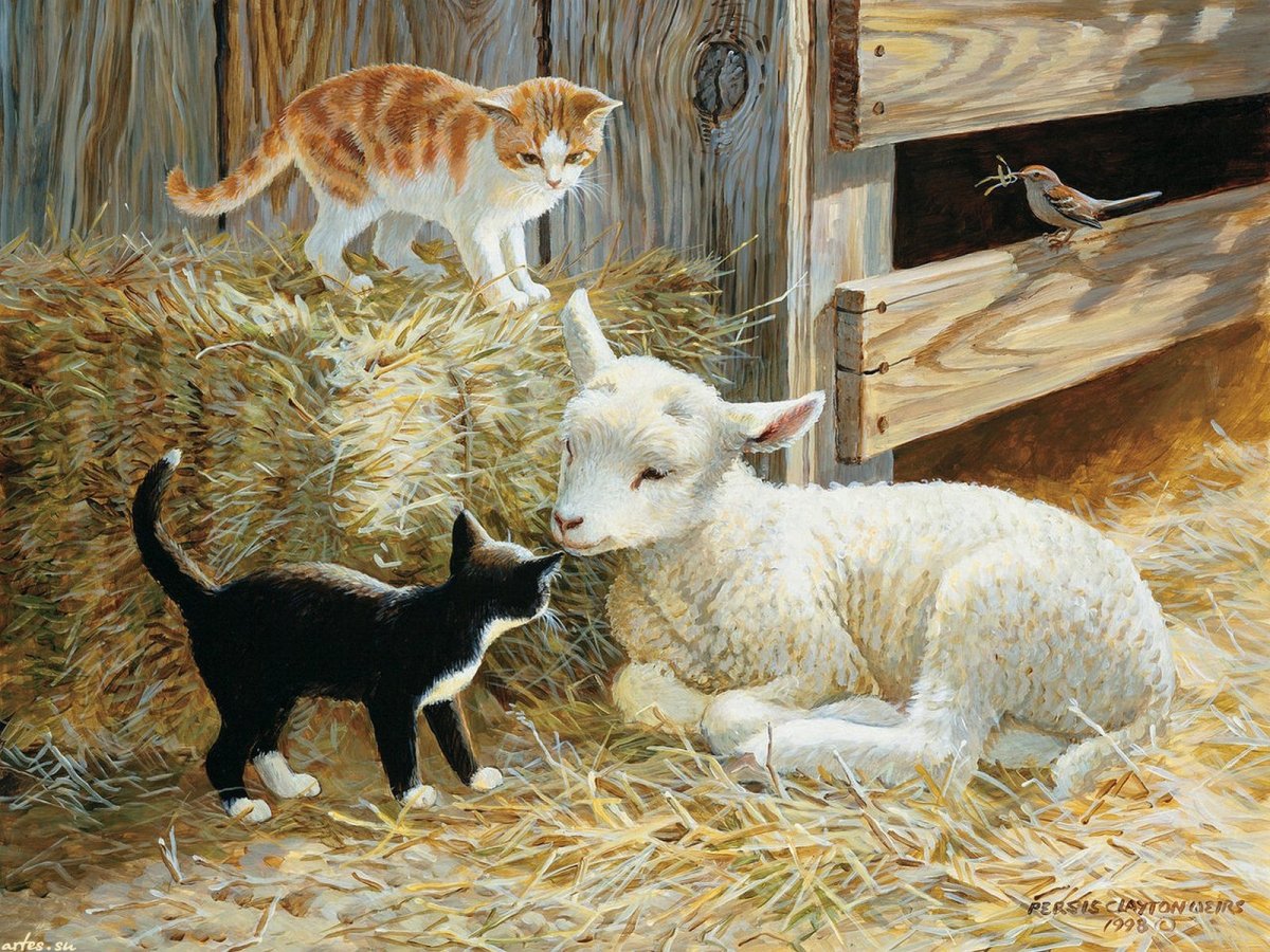 Картина коза с козлятами Веретенникова