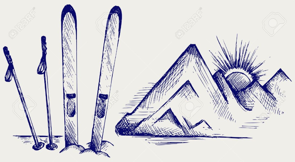 Лыжник рисунок