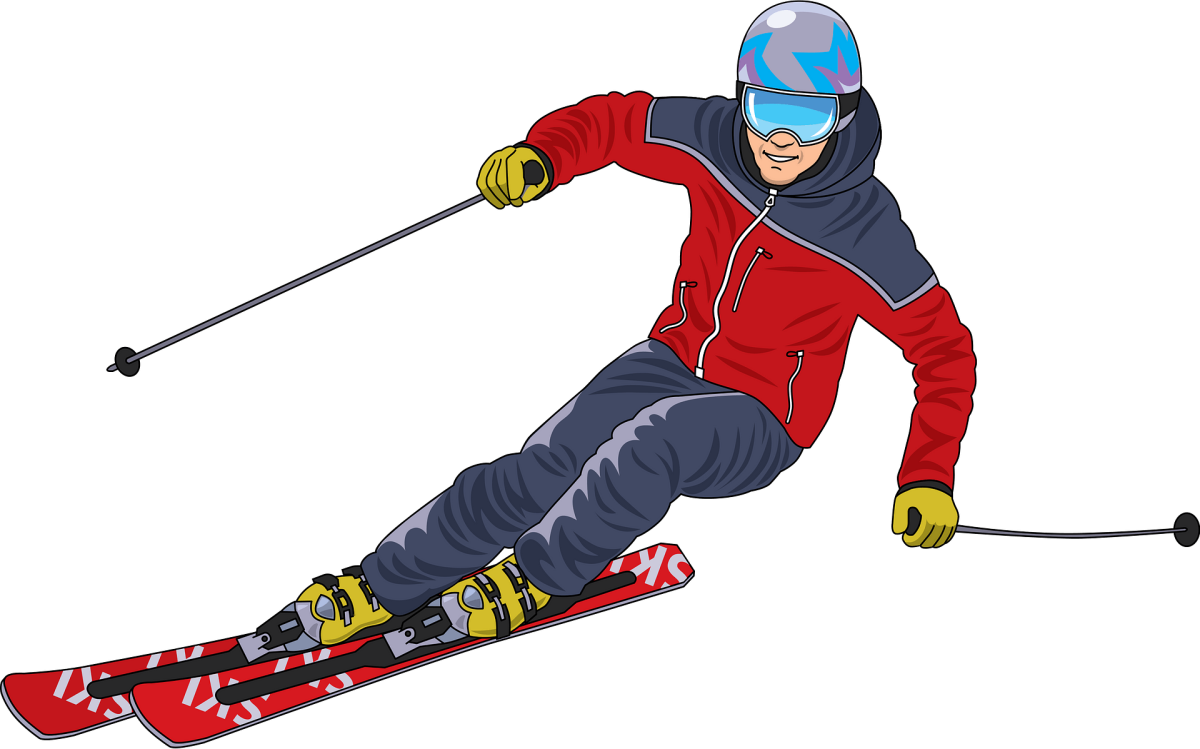 Лыжник на прозрачном фоне для фотошопа