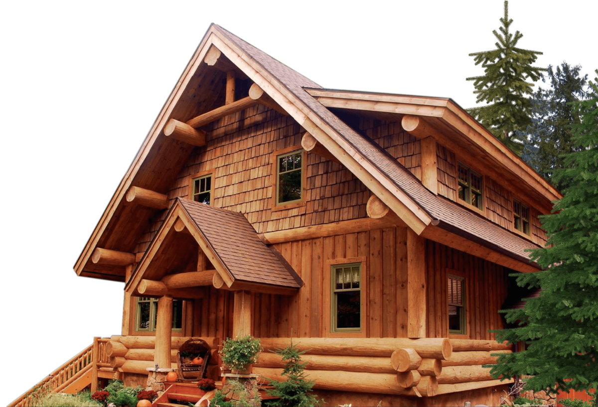 Деревянный домик на белом фоне