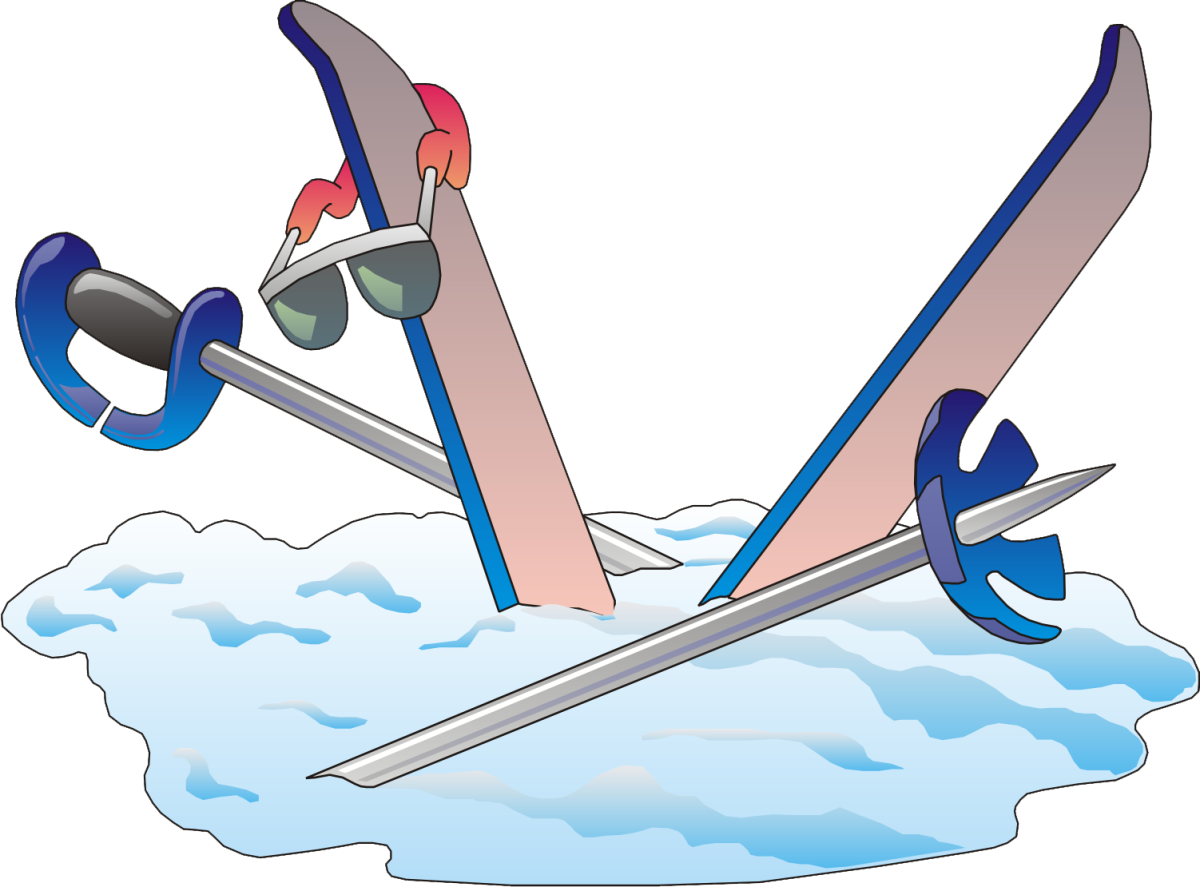 Лыжи воткнуты в снег