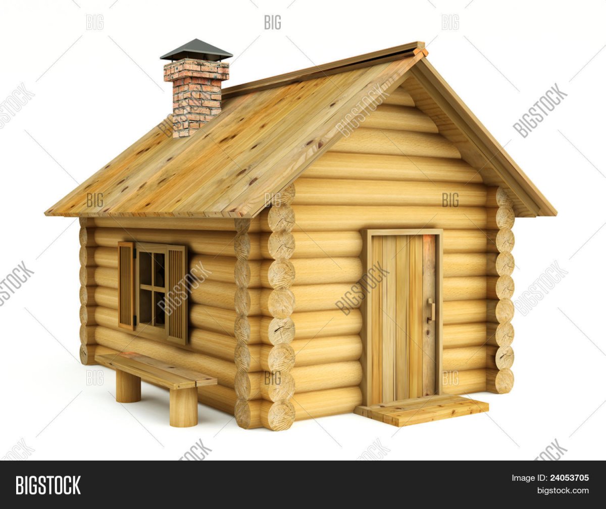 Бревенчатый дом на прозрачном фоне