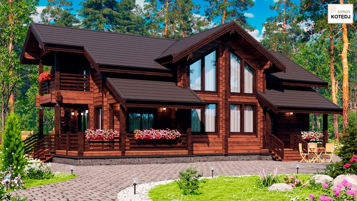 Красивый дом из клееного бруса