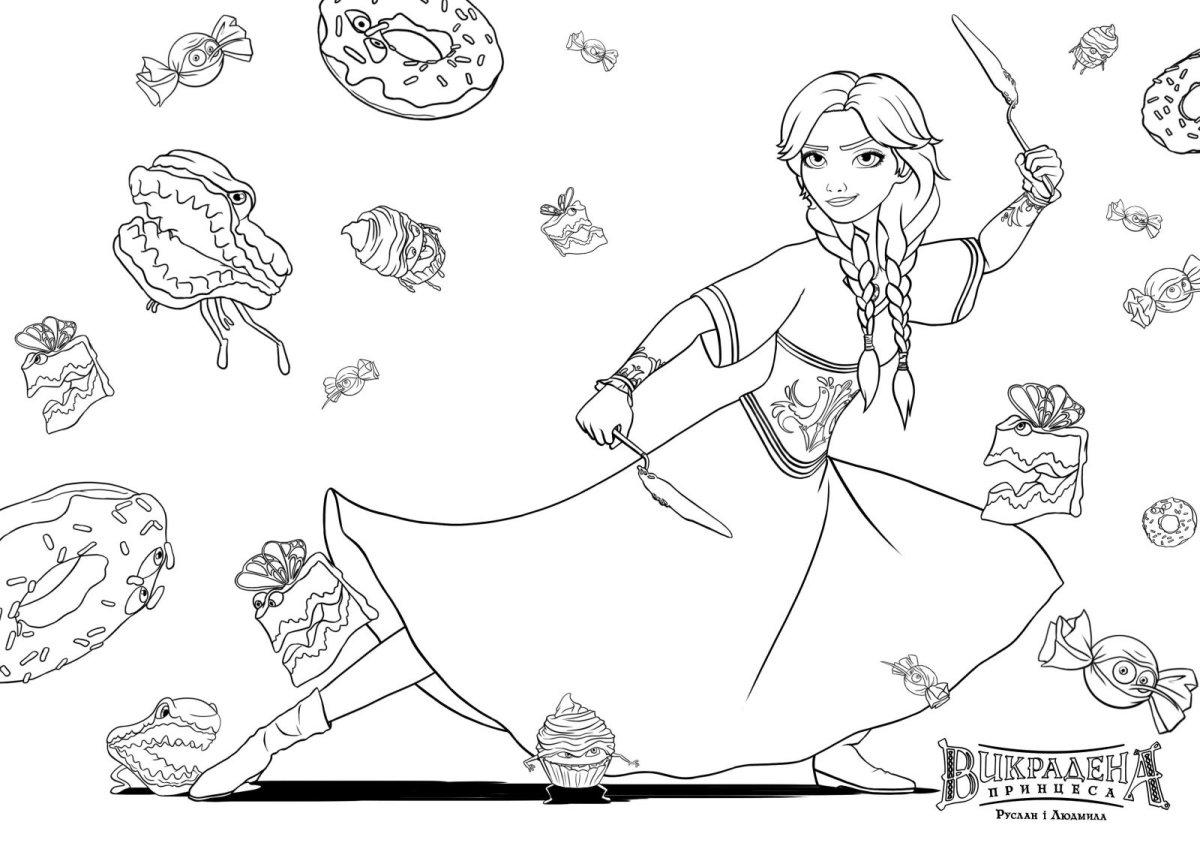 Принцесса. Раскраска