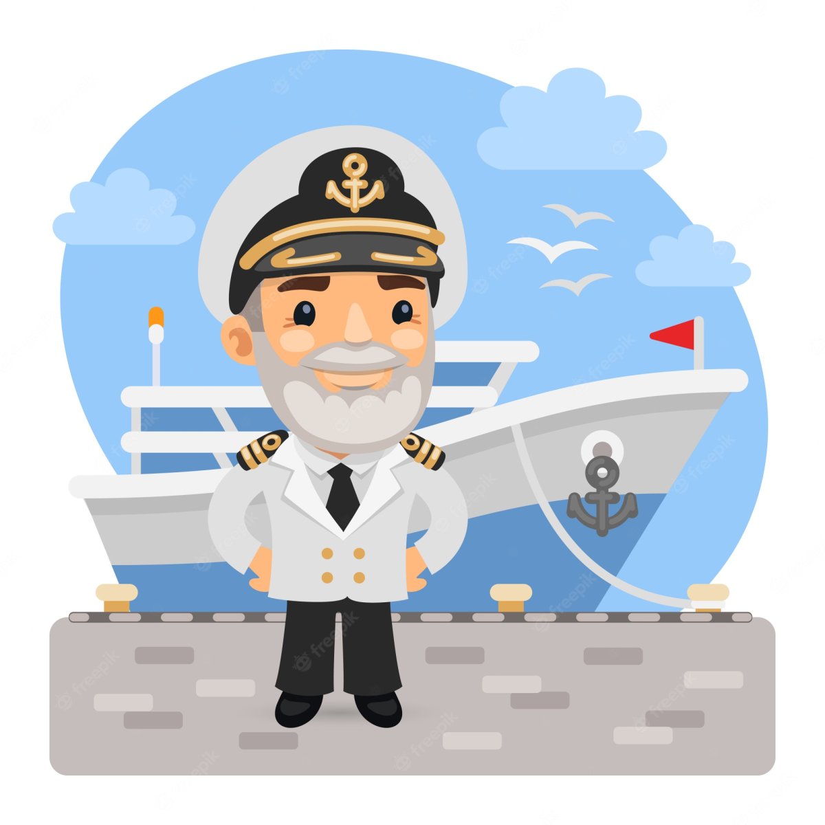 Капитан корабля иллюстрация