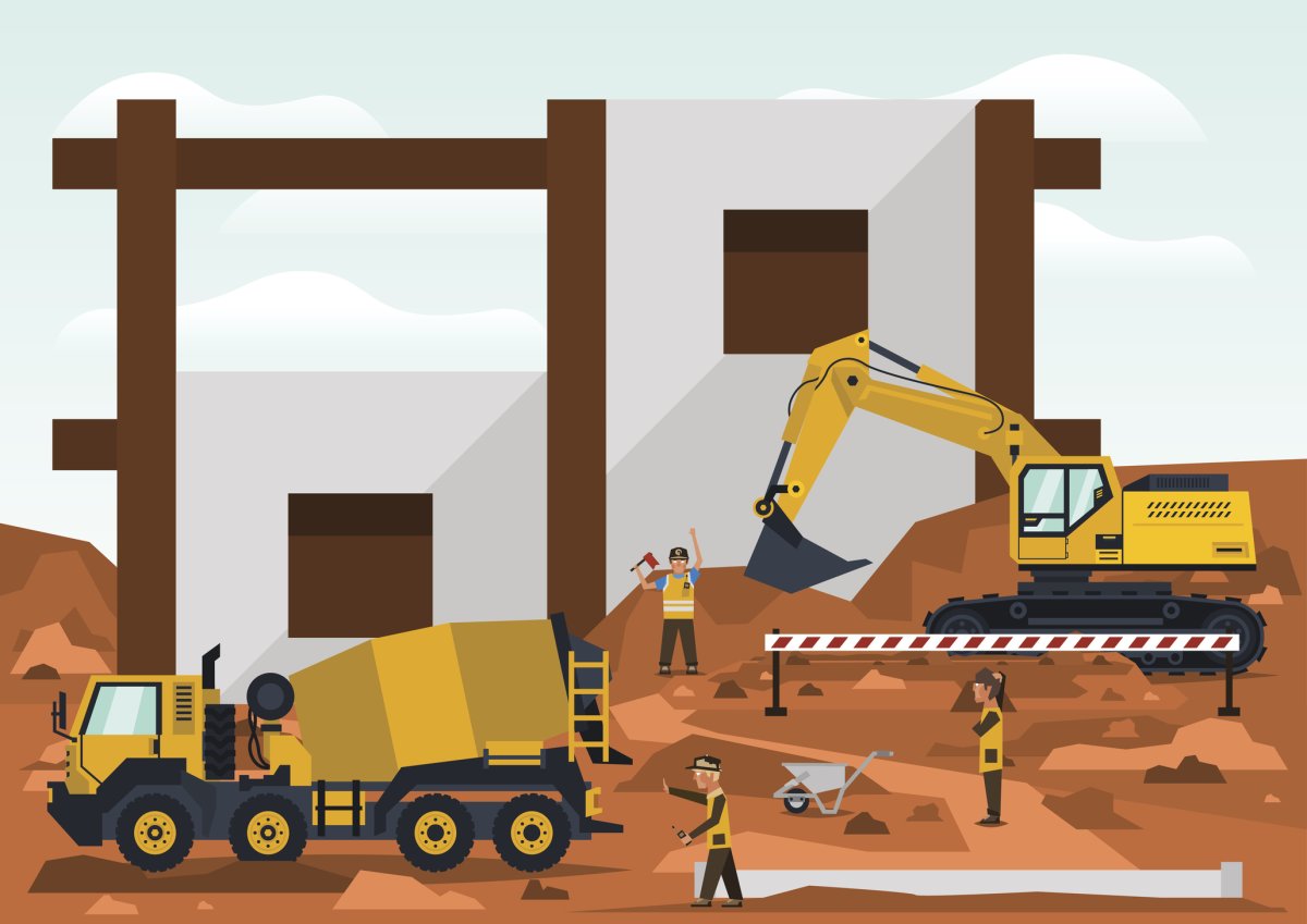 Спецтехника на стройке для детей