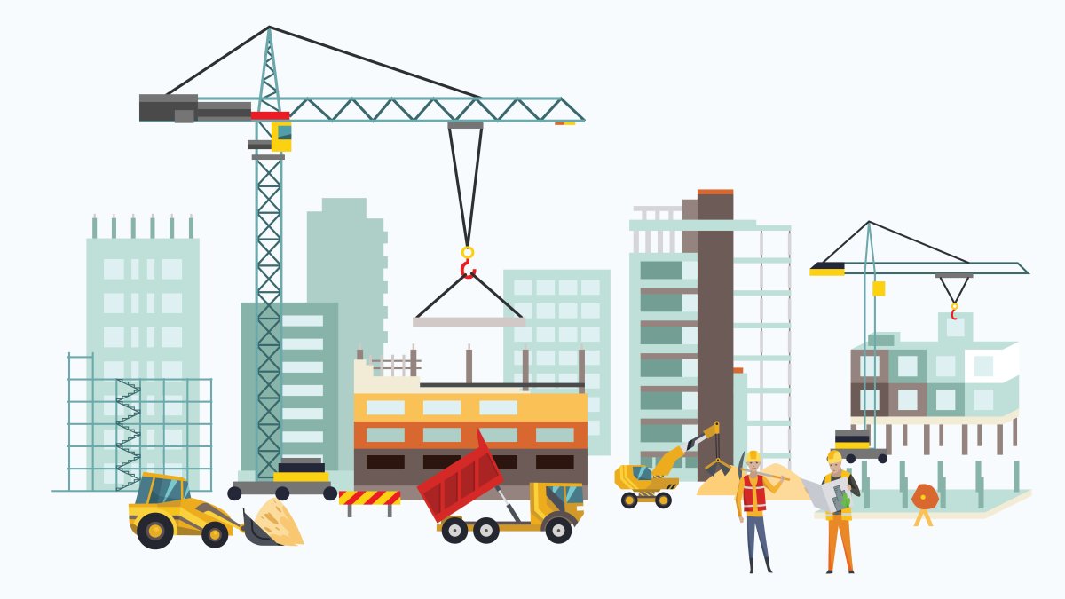 Процесс стройки иллюстрация