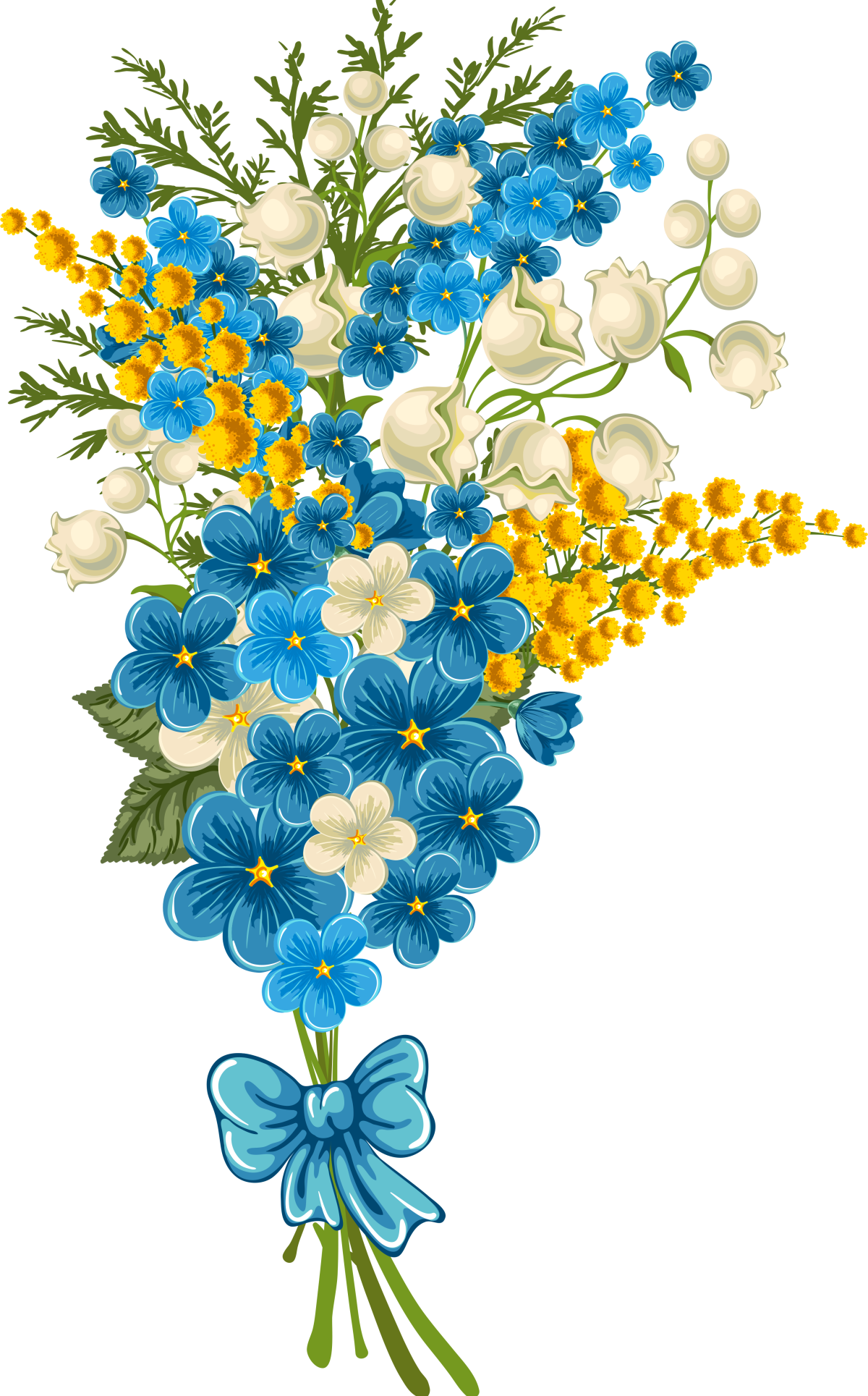 Нарисованный букет цветов на прозрачном фоне