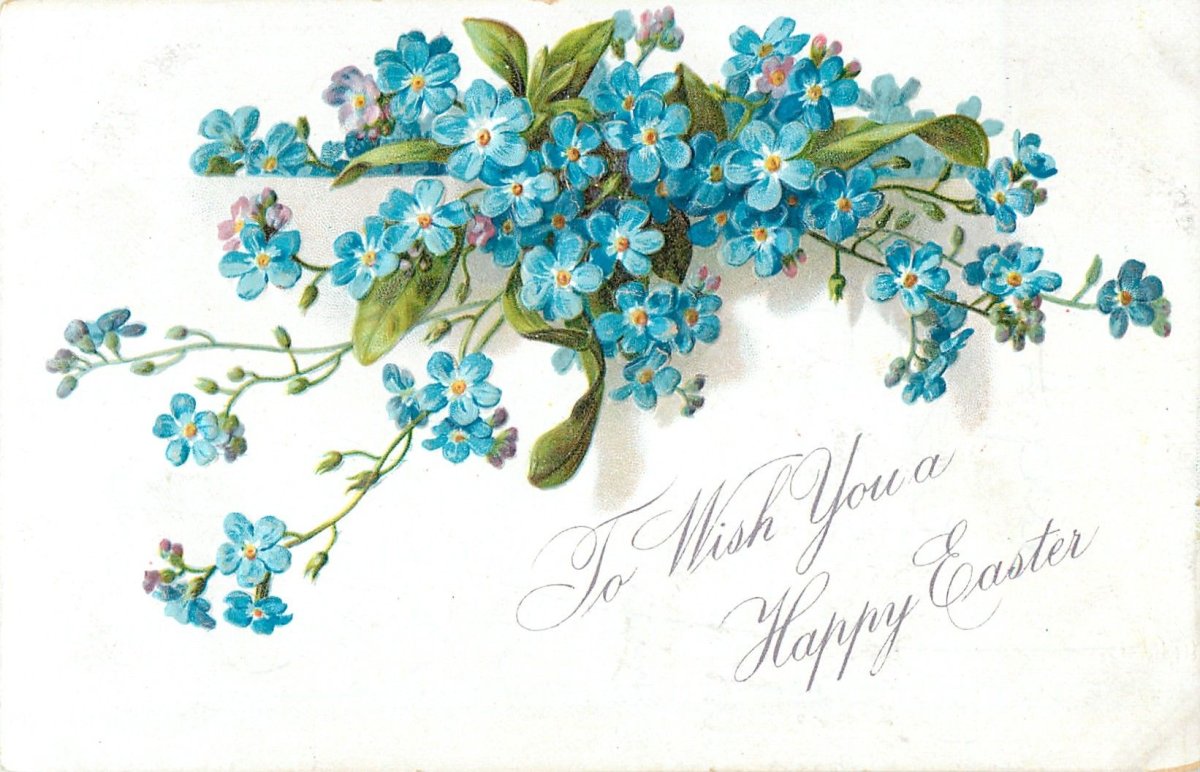 Голубые Винтажные цветы