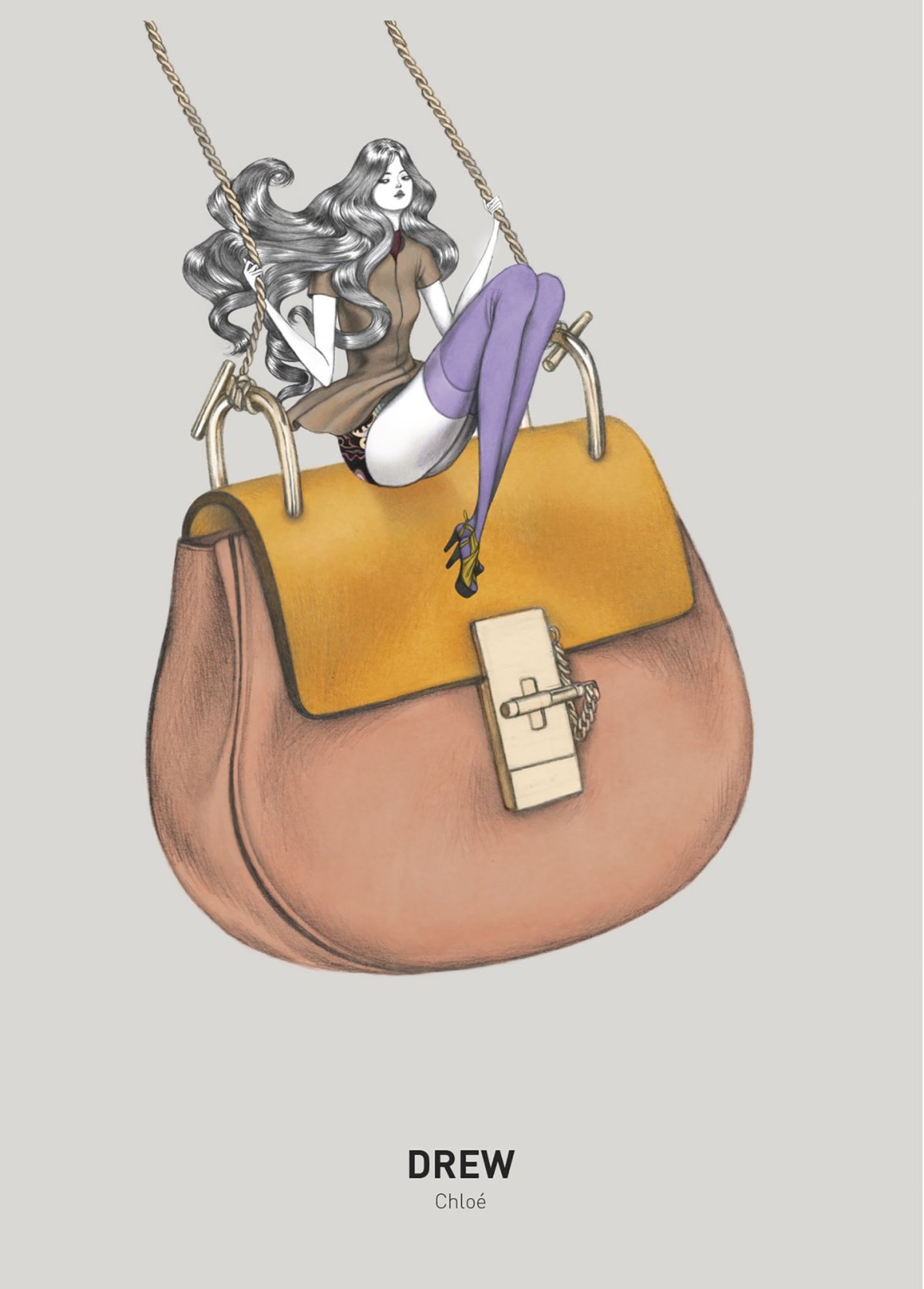 Фэшн иллюстрация сумка