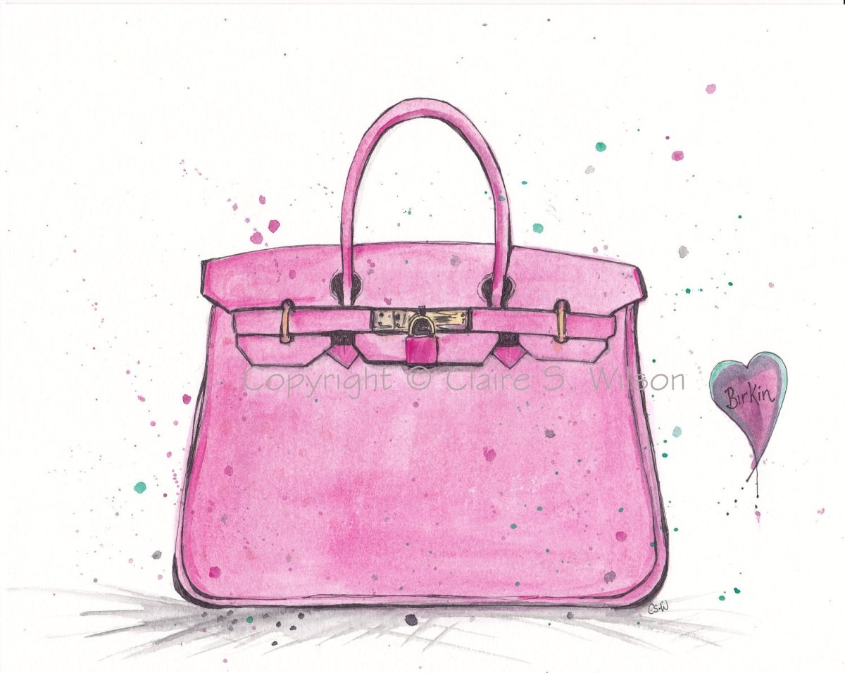 Нарисованная сумка акварель