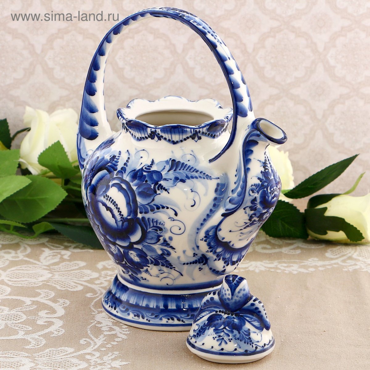 Сервировка стола гжелью с едой