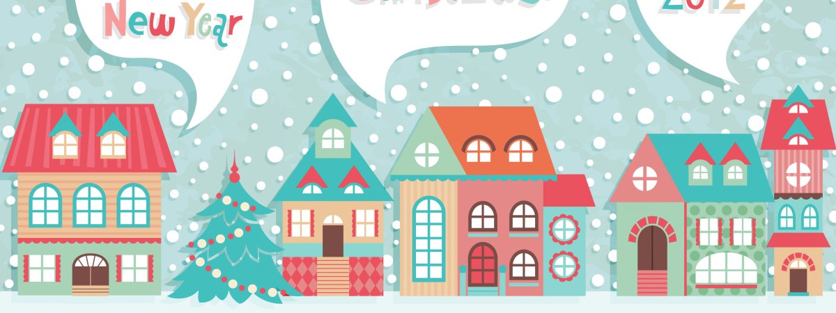 Домики новогодние векторные