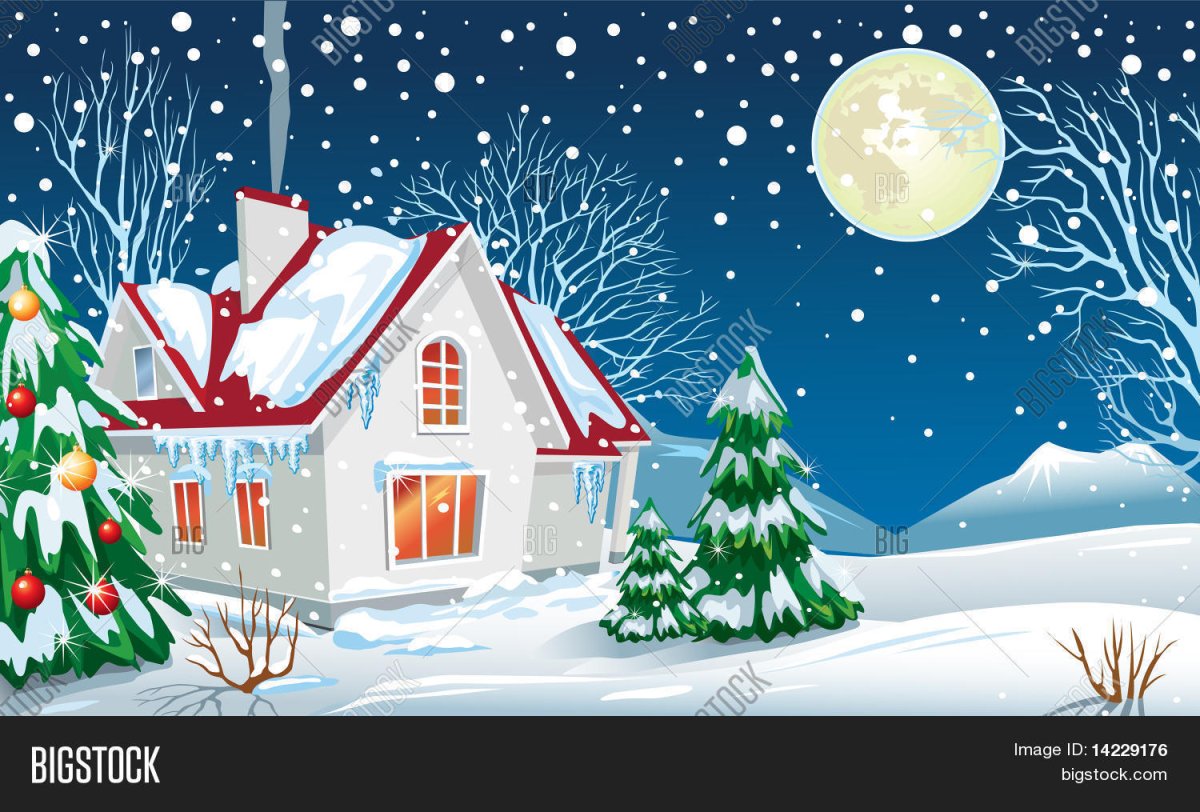 Новогодний дом иллюстрация