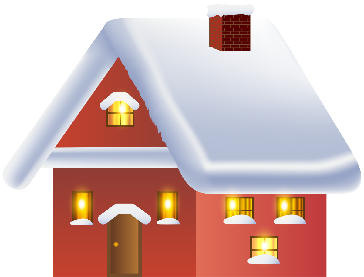 Мультяшный домик зима