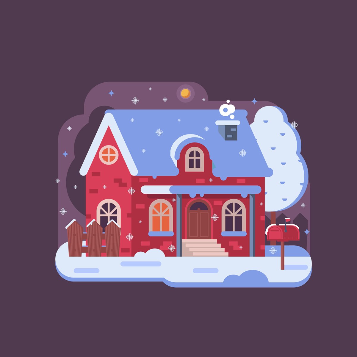 Домик зима Flat