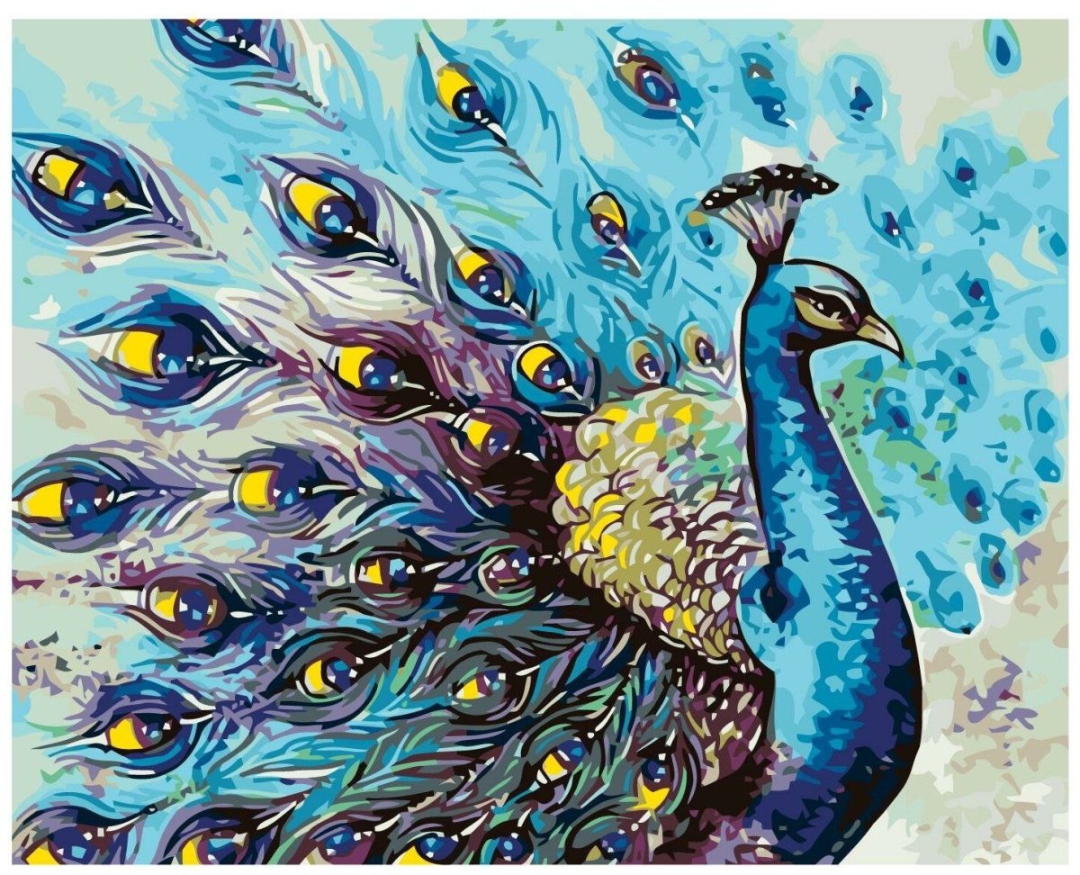 Рисунки Павлин с раздвинутыми хвостом на стену