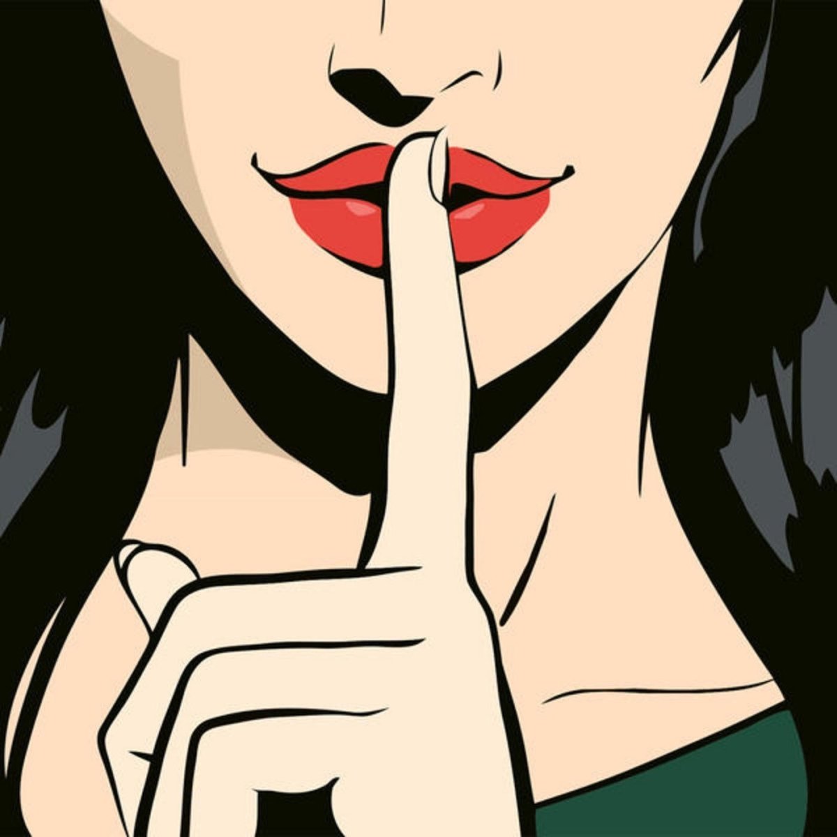 Девушка с пальцем у губ