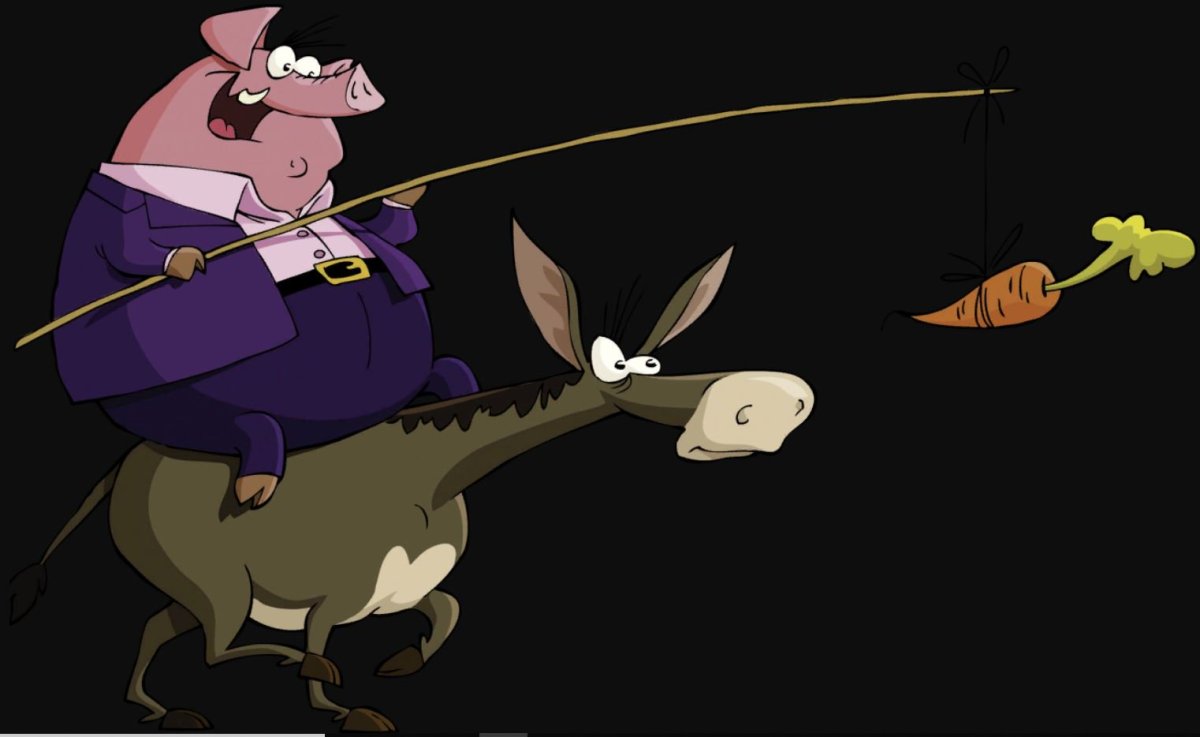 Ослик ест морковку